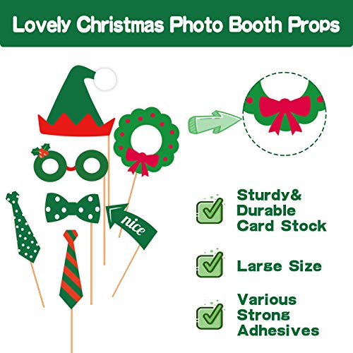 Joy Bang Christmas Photo Booth Props, 48PCS Christmas Photo Props, Christmas Party Decorations, Holiday Christmas Party Favors Supplies for Kids Adults Christmas Games - Image 2
