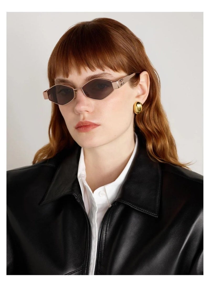Celine Triomphe Metal Hexagonal Sunglasses CL40254U 28A(Rose Gold) - Image 4