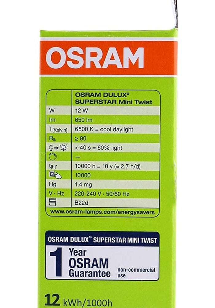 OSRAM أوسرام دولوكس ميني تويست 12 وات/6500 كلفن 220 إلى 240 فولت E27 - Image 3