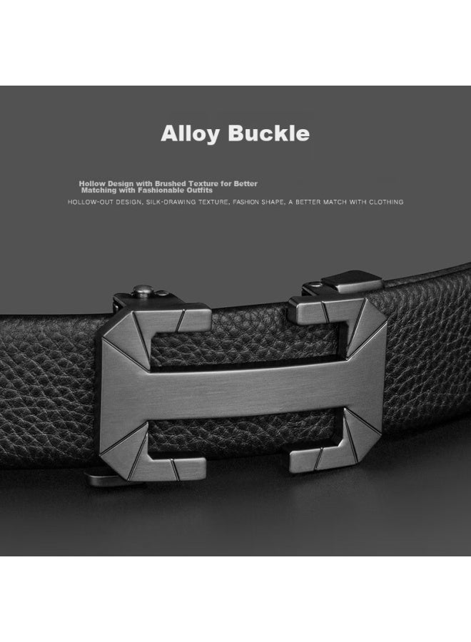 Cow Leather Belt For Men, Top-grain Cowhide, Automatic Buckle, Genuine Leather Waist Belt, Valentine's Day Gift For Husband - Image 3