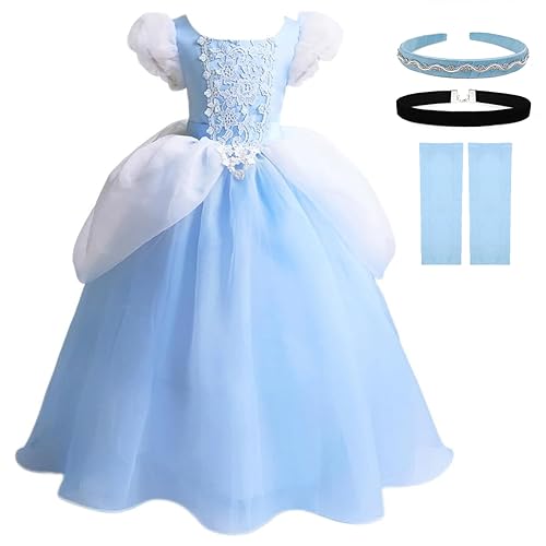 TYHTYM Cinderella Costumes Girls Princess Dress Up Fancy Halloween Christmas Party with Headwear and Choker Set - Image 1