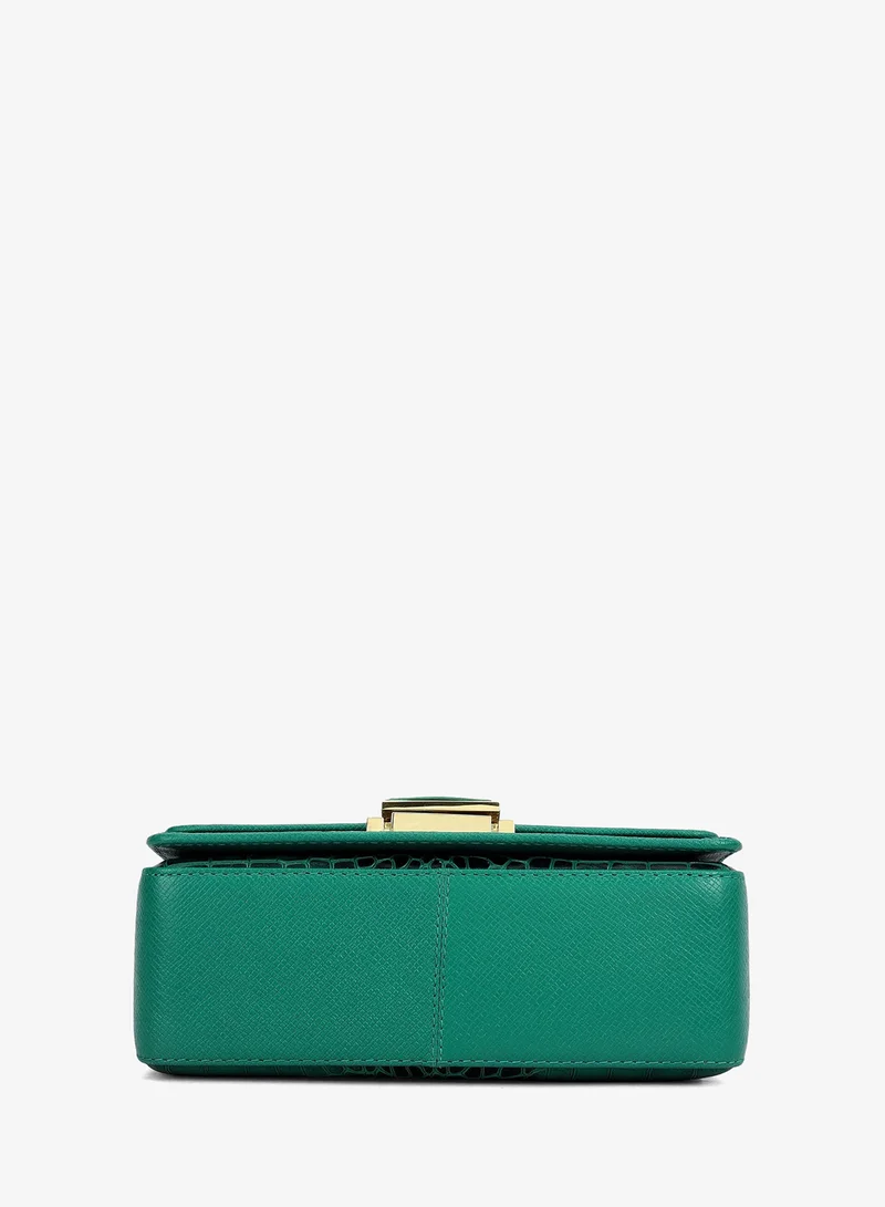 Da Milano Emerald Green Small Croco Leather Satchel - Emerald Green for Women | Best Price UAE