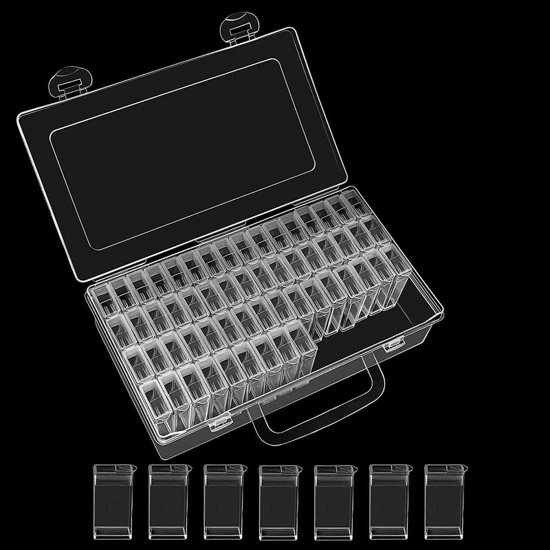 Foscadit 64 Grids Seed Storage Organizer Box Plastic Transparent Seed Storage Box Garden Seed Container - Image 1