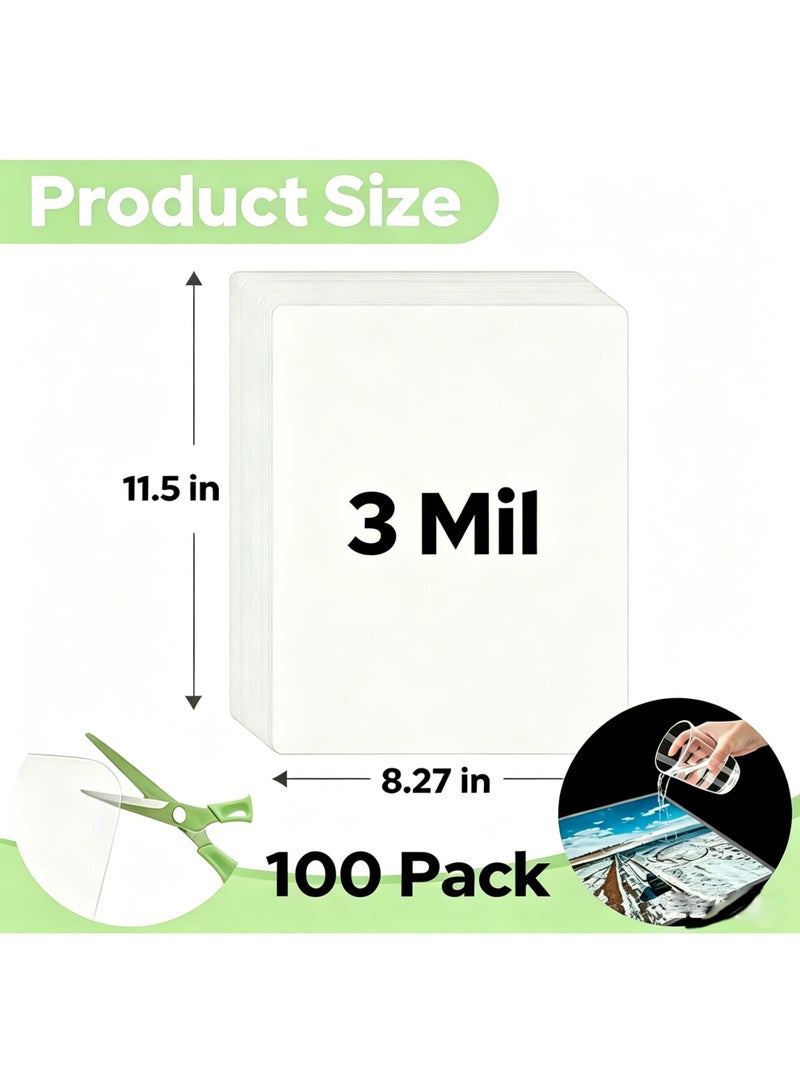 100 Pack Clear Thermal Laminating Pouches, 8.27 x 11.5 Inch, 3 Mil Thick Laminator Sheets - Image 2