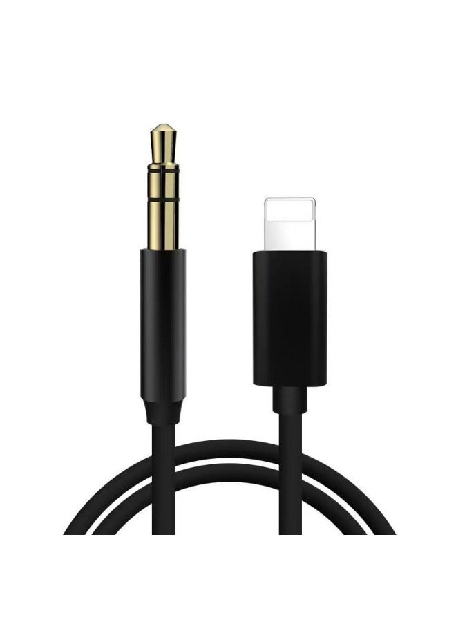 Lightning to 3.5 mm Aux Cable for iPhone iPad 1m Black - Image 1