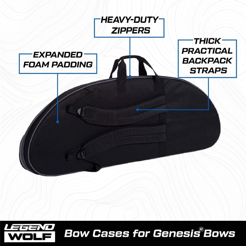 Legend Wolf Genesis Compound Bow Case - NASP Archery Travel Bag for Genesis Bows with Thick Foam Padding, Backpack Straps, External Pockets & Nylon Lining - Ultimate Gear Protection - 37 inch Interior - Image 3