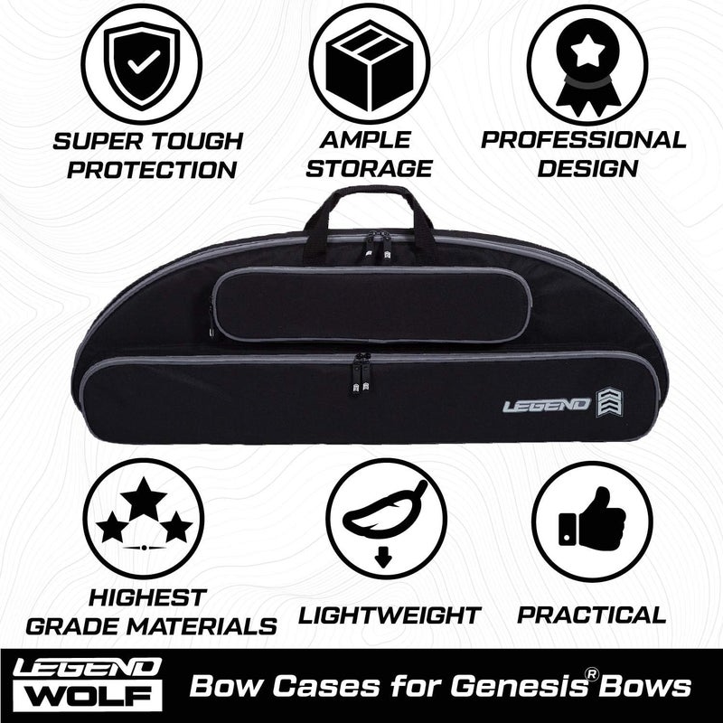 Legend Wolf Genesis Compound Bow Case - NASP Archery Travel Bag for Genesis Bows with Thick Foam Padding, Backpack Straps, External Pockets & Nylon Lining - Ultimate Gear Protection - 37 inch Interior - Image 4