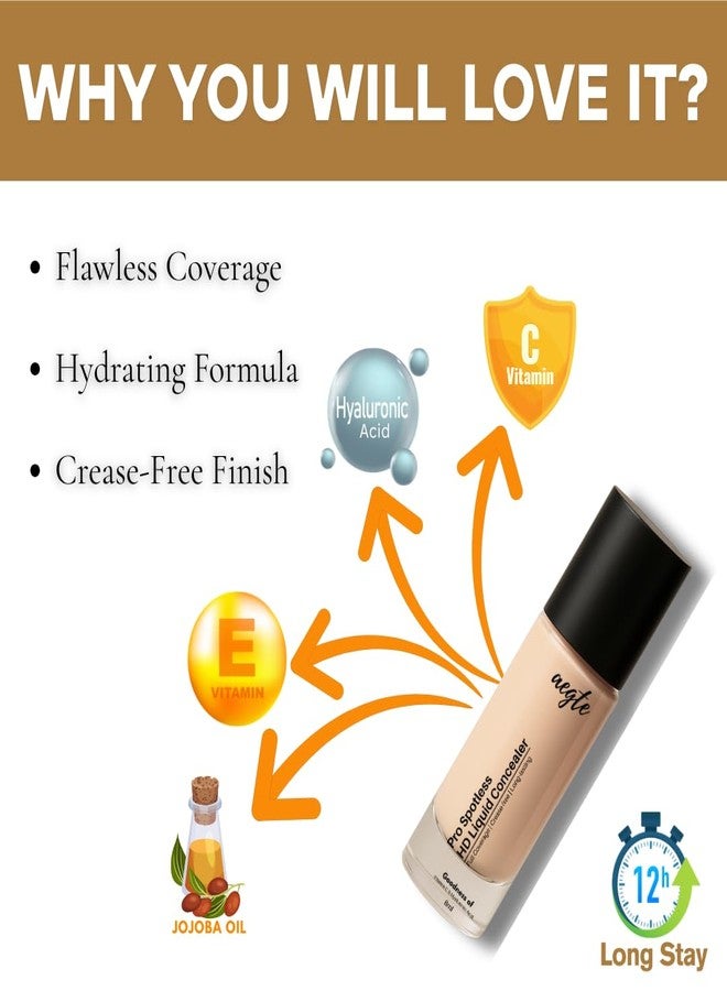 Aegte Pro Spotless HD Liquid Full Coverage Concealer 8ml (Ivory) - Image 4