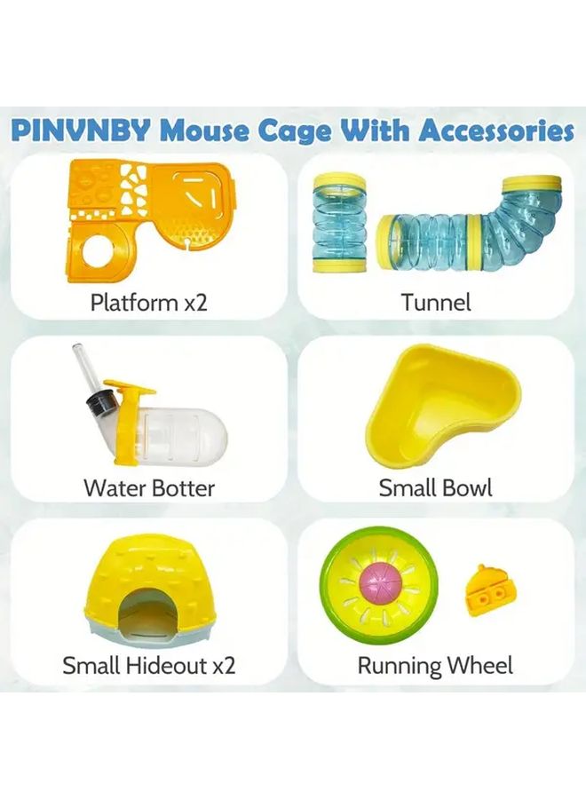 Large 3 Tier Portable Hamster Cage Habitat With Accessories Blue - Image 5