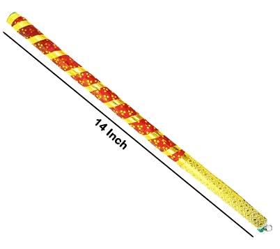 Me & You ME YOU Traditional Wooden Dandiya Sticks for Garba Dandiya Pair of 6 12 Sticks Dandiya Sticks for Navratri Garba Wooden Bandhani Print Dandiya Stick Designer Dandiya Sticks  - Image 4
