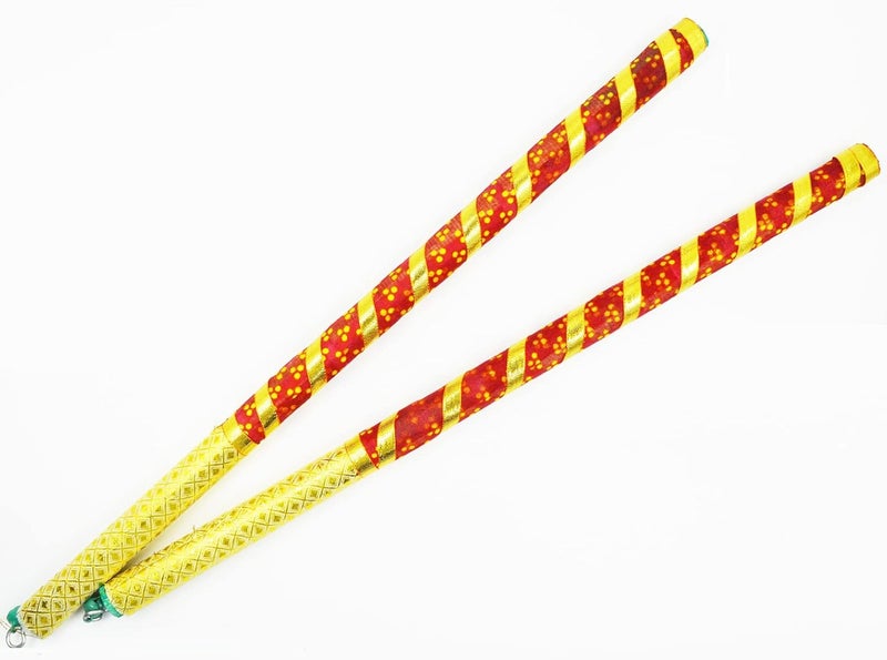 Me & You ME YOU Traditional Wooden Dandiya Sticks for Garba Dandiya Pair of 6 12 Sticks Dandiya Sticks for Navratri Garba Wooden Bandhani Print Dandiya Stick Designer Dandiya Sticks  - Image 2