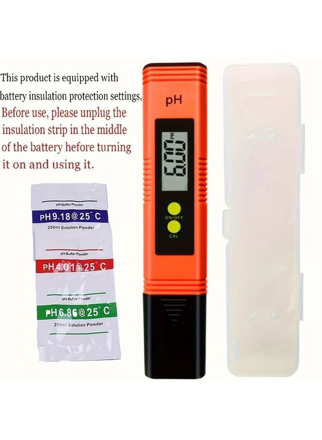Orange Digital PH Tester Pen 0 01 Accuracy Backlit LCD 0 14 Range Battery Water Quality - Image 1