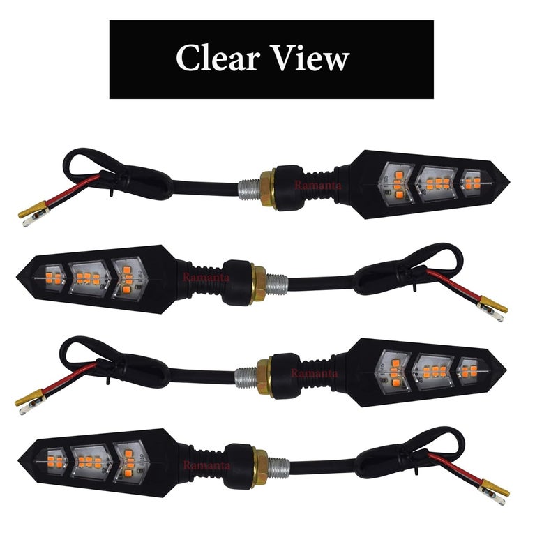 Ramanta مؤشرات الدراجة 6 LEDs مرنة على طراز KTM مؤشرات LED للدراجة النارية إشارة الانعطاف أضواء عالية السطوع لمبات الوميض الأمامية والخلفية متوافقة مع الدراجة النارية بجهد 12V DC (برتقالي، مجموعة من 4) - Image 4
