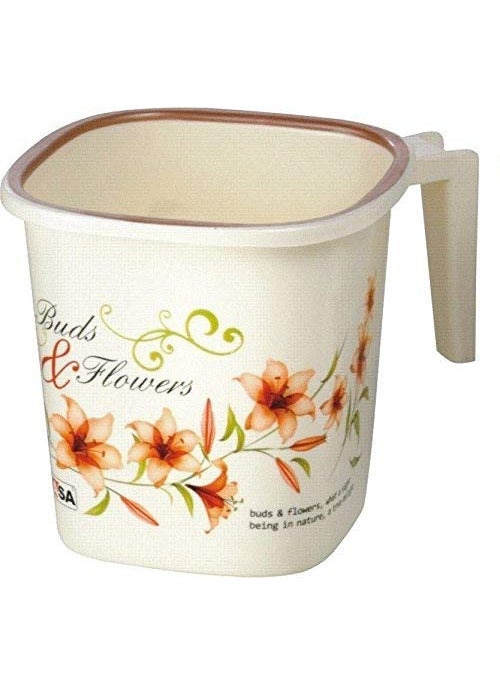 NAYASA Nayasa Plastic Square Ring Bathroom Mug with Matching Soap case (1.5 liters, Off-White, 2-Pieces) by Krishna Enterprises  - Image 4