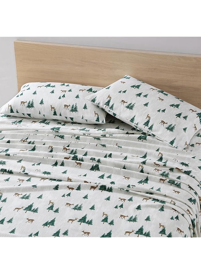 إدي بوار طقم ملاءات سرير من القطن الفلانيل الناعم للغاية لديكور منزلي مريح من Deer Hollow Queen - Image 1