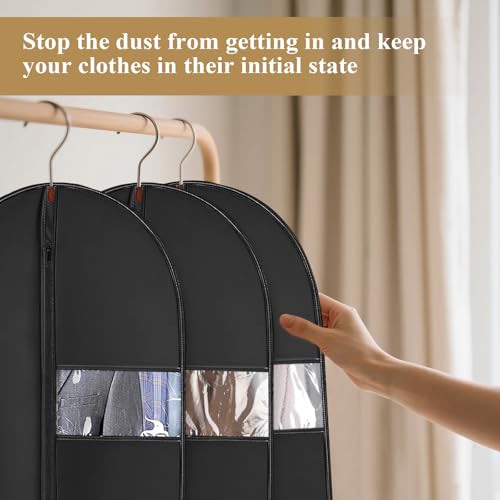 JOLYEAK 39-Inch Garment Bags Covers,Hanging Clothes Bag, Suit Cover Bags with Clear Window for Hanging Closet Clothes Storage and Travel (Black-39Inch) - Image 5