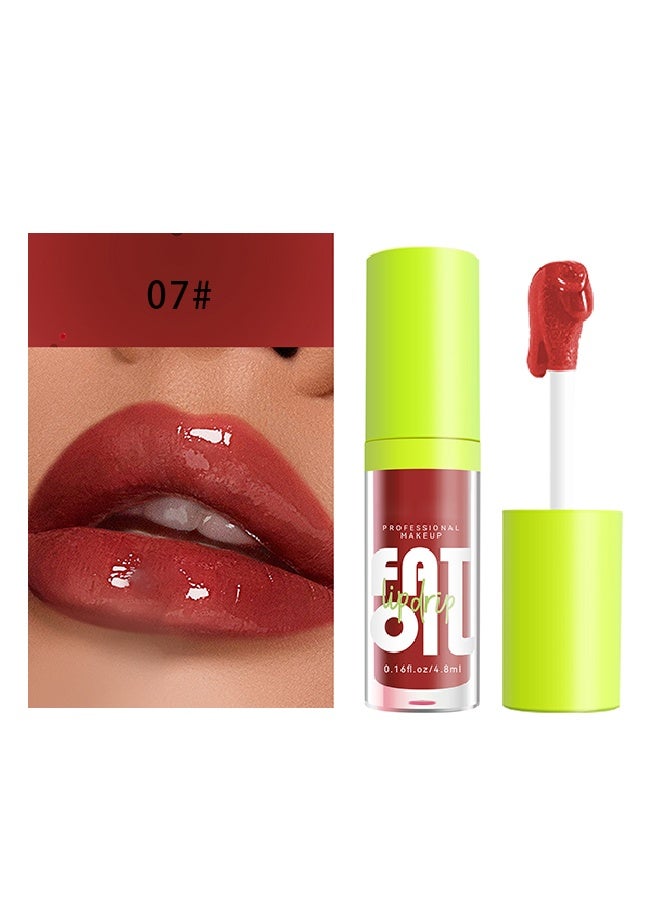Julystar Plump Lips Fat Perks, Lip Glow Oil Deep Nourishing Moisturizing Glossy Long Lasting Lightweight Non Sticky Portable Lip Oil Lip Care to Fade Lines and Exfoliate Dead Skin for Women 4.8ml (#07) - Image 2