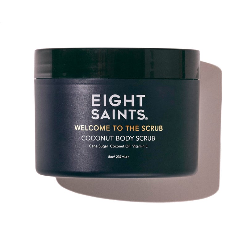 Eight Saints Welcome to the Scrub Coconut Body Scrub, Natural and Organic Exfoliating Sugar Scrub for Acne, Cellulite, Deep Cleansing, Scars, Wrinkles, Exfoliate and Moisturize Skin, 8 Ounces - Image 1