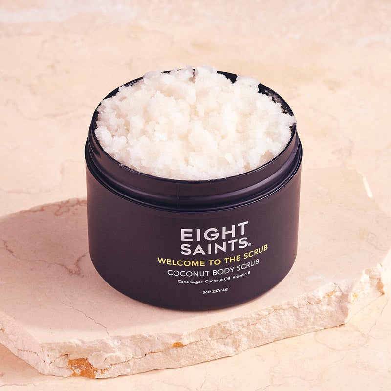 Eight Saints Welcome to the Scrub Coconut Body Scrub, Natural and Organic Exfoliating Sugar Scrub for Acne, Cellulite, Deep Cleansing, Scars, Wrinkles, Exfoliate and Moisturize Skin, 8 Ounces - Image 2