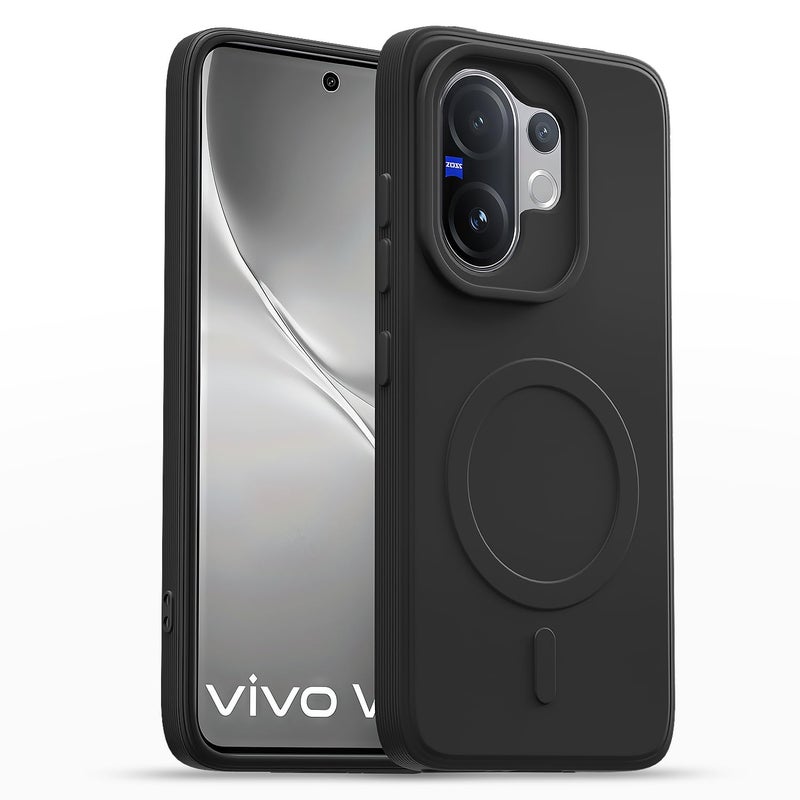 Pikkme Back Cover for Vivo V60 / V60e 5G / Vivo T4 Pro 5G Soft Matte Silicone Mag-Safe Design (Mag-Safe Not Support) Camera Protection | Slim Fit Bumper Cover (Black) - Image 1