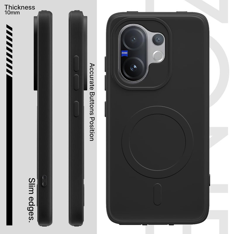Pikkme Back Cover for Vivo V60 / V60e 5G / Vivo T4 Pro 5G Soft Matte Silicone Mag-Safe Design (Mag-Safe Not Support) Camera Protection | Slim Fit Bumper Cover (Black) - Image 3