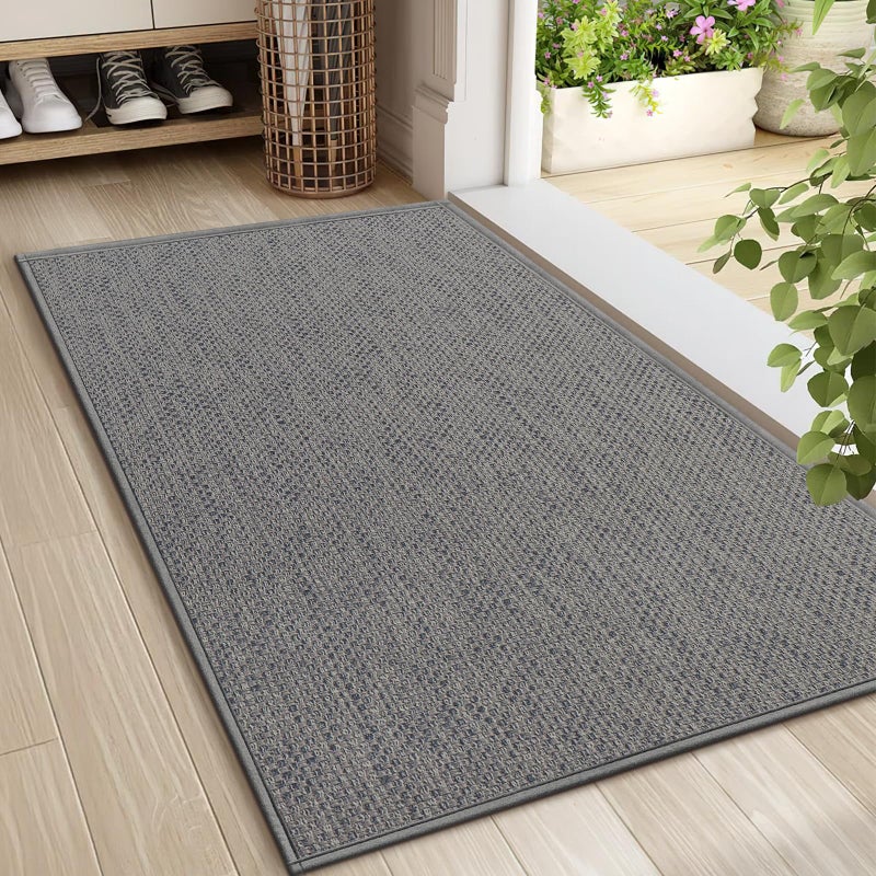 LEKEEPGO Door Mat 24"x36", Non Slip Door Mat Indoor Entrance, Rubber Backing Front Indoor Door mats Washable Absorbent Low-Profile Entryway Entry Resist Dirt Inside Door Mats, Light Grey - Image 1
