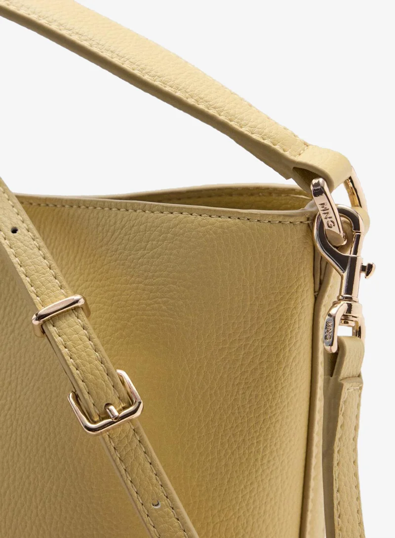 Mango 10-VAINILLA Faux-Leather Bucket Handbag for Women | Best Price UAE