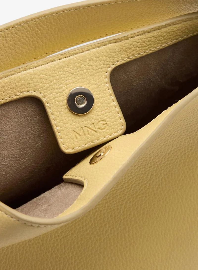 Mango 10-VAINILLA Faux-Leather Bucket Handbag for Women | Best Price UAE
