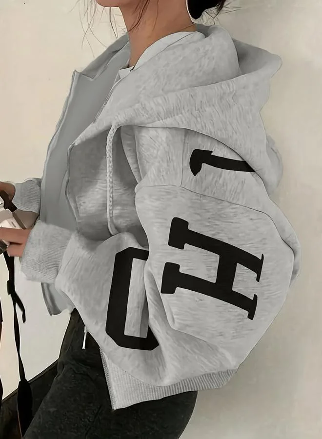 Take Two Grey Zip-Up Hooded Jacket