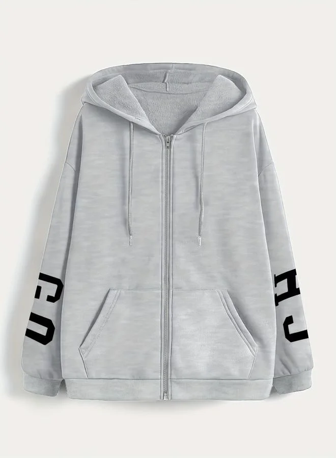 Take Two Grey Zip-Up Hooded Jacket