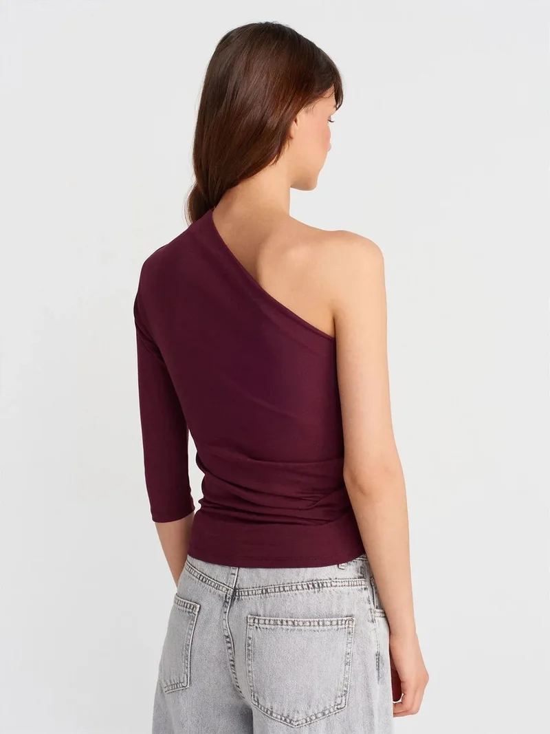 Dilvin DILVIN Off-shoulder Cut-out Slim-fit Blouse