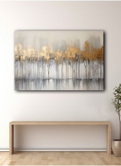 LOWHA Canvas Wall Art Stretched Over Wooden Frame with Golden Trees Abstract Oil Painting  - Image 2