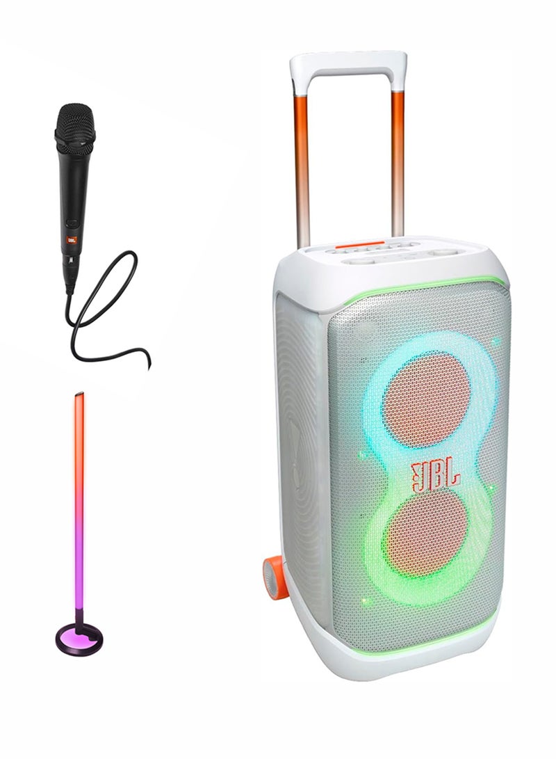 JBL PartyBox Stage 320 Wireless Party Speaker,+PBM100 Wired Dynamic Vocal Mic with Cable + PartyLight Stick JBLPBSTAGE320SWUK+JBLPBM100BLK+JBLPLSTICK White - Image 1