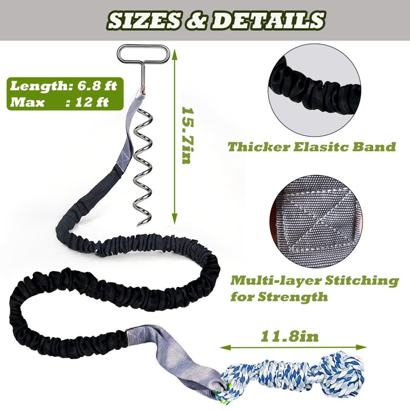 SailStart Dog Bungee Tug Toy with Steel Stake & 2 Chew Balls, 6.8ft Stretch Rope tug Toy - Tether Tug for Large/Medium/Small Dogs - Outdoor/Outside Dog Tug of War Toy (Lawn/Tree Use) - Image 4