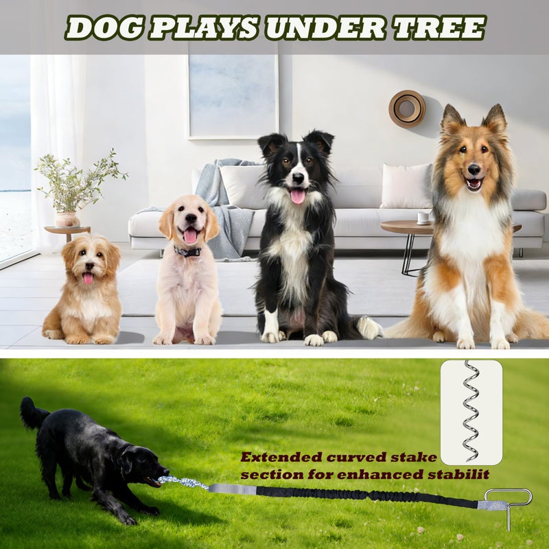 SailStart Dog Bungee Tug Toy with Steel Stake & 2 Chew Balls, 6.8ft Stretch Rope tug Toy - Tether Tug for Large/Medium/Small Dogs - Outdoor/Outside Dog Tug of War Toy (Lawn/Tree Use) - Image 3