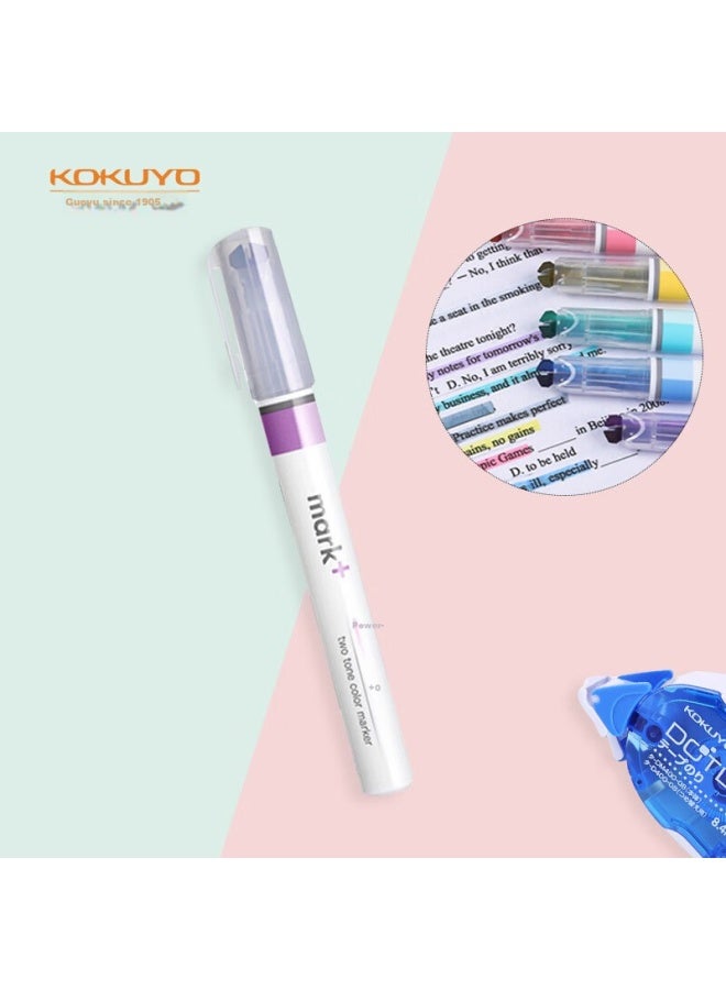 كوكويو Kokuyo المستورد Mark+ الإصدار المحدد مظلل مزدوج الطرف قلم تمييز نقاط الامتحان الأرجواني 1 قطعة Pm-mt100v - Image 1