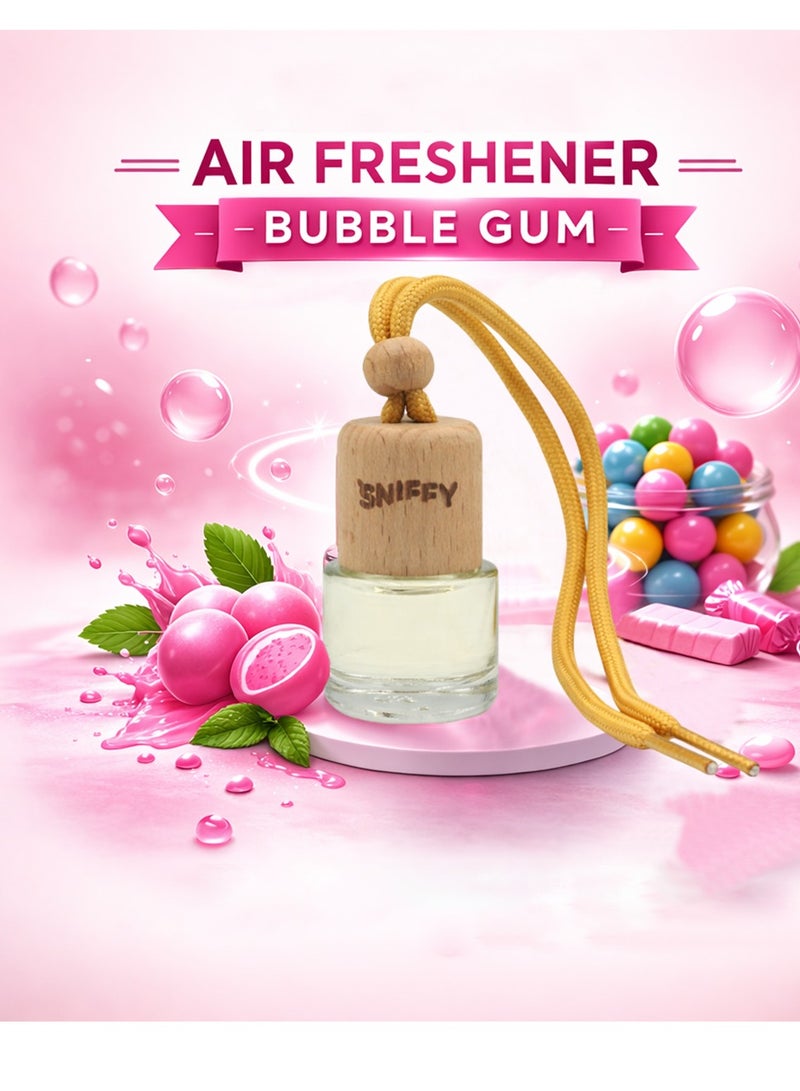 Sniffy Bubble Gum Car Air Freshener – Hanging Wooden Diffuser Bottle, Long-Lasting Auto Interior Fragrance, Stylish Rearview Mirror Scent Accessory - Image 3