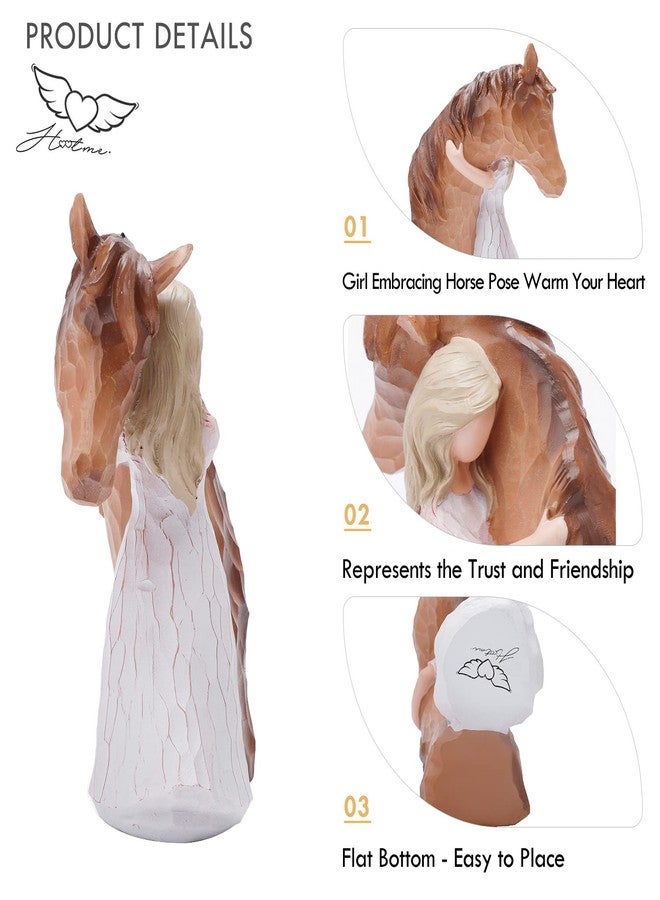 LUCKYBUNNY Girl Embracing Horses Statues, Hand-Painted Figurines Horse Gifts for Women, Memorial Figure Cowgirls Presents - Image 3