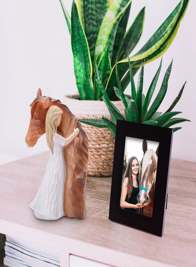 LUCKYBUNNY Girl Embracing Horses Statues, Hand-Painted Figurines Horse Gifts for Women, Memorial Figure Cowgirls Presents - Image 2