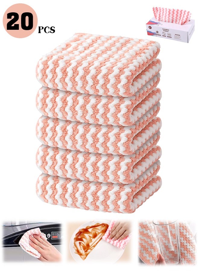 Lemon 20Pcs Microfiber Cleaning Rag, Dish Towels, Super Absorbent Streak Cleaning Cloths, Reusable Multi Scouring Towel Pads for Kitchen, Bathroom 20x20 CM( Pink)  - Image 1