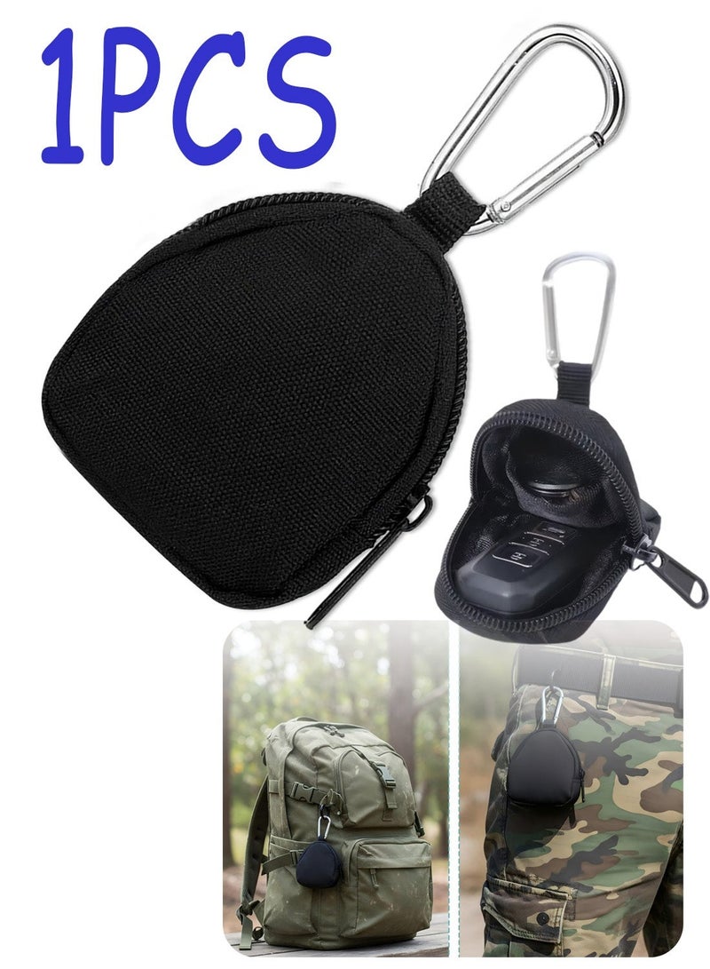 Mini Black Nylon Coin Purse Keychain, Portable Storage Pouch for Earbuds Car Key Backpack Decor - Image 1