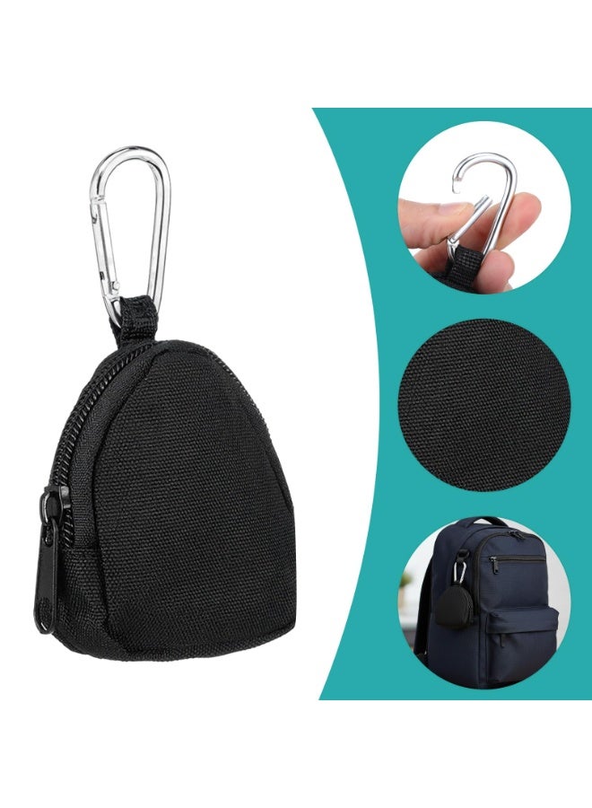 Mini Black Nylon Coin Purse Keychain, Portable Storage Pouch for Earbuds Car Key Backpack Decor - Image 3