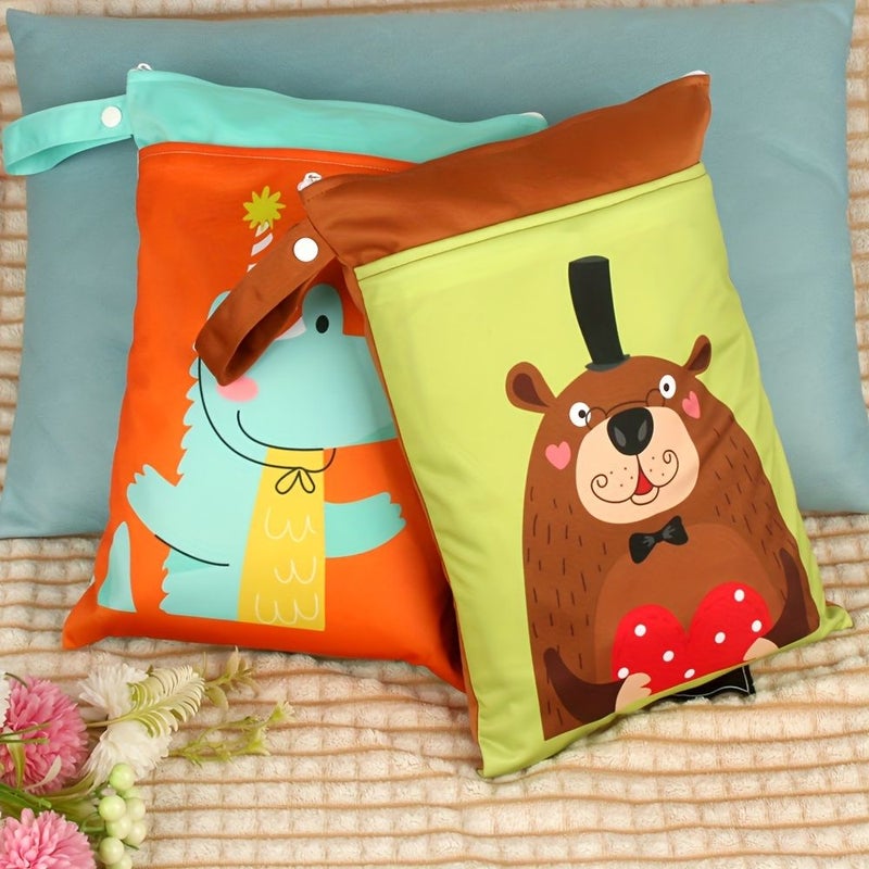 Sloth Washable Diaper Nappy Bag Wet Clothes Animal Printed Fashion Travel Makeup Storage Bag With Two Zippers - Image 1