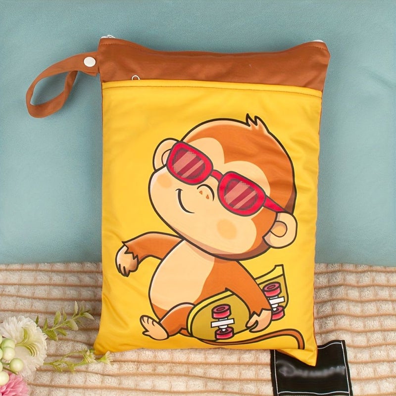 Sloth Washable Diaper Nappy Bag Wet Clothes Animal Printed Fashion Travel Makeup Storage Bag With Two Zippers - Image 4