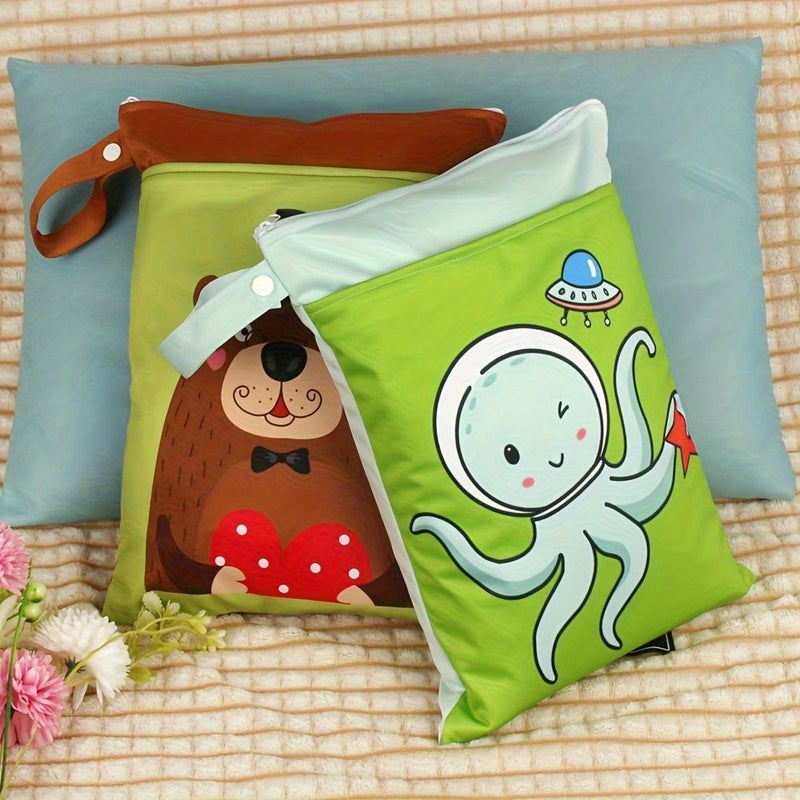 Sloth Washable Diaper Nappy Bag Wet Clothes Animal Printed Fashion Travel Makeup Storage Bag With Two Zippers - Image 3