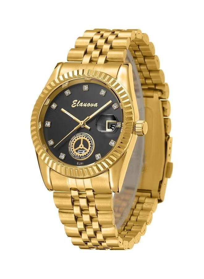 Elanova Men's Quartz Analog Wrist Watch with Stainless Steel Band - Model EL91 - Image 3