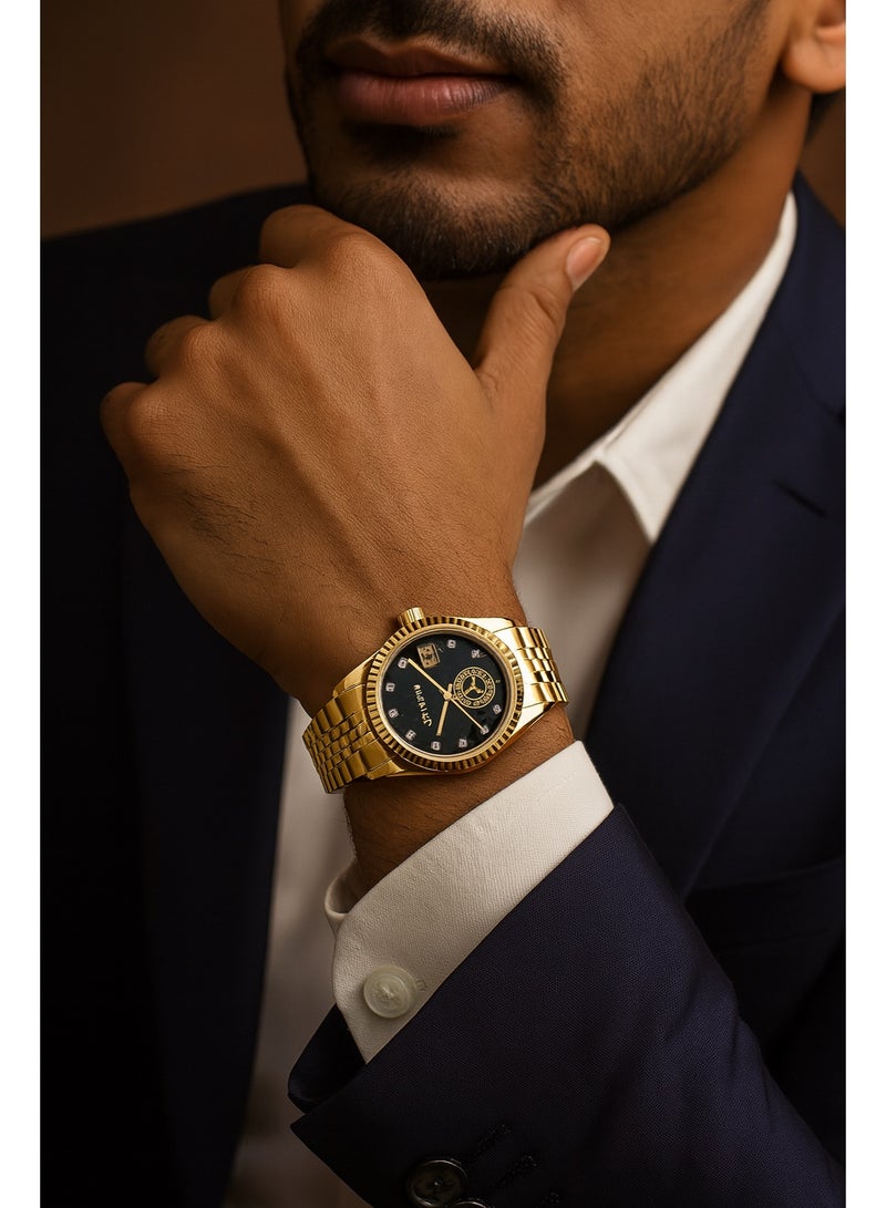 Elanova Men's Quartz Analog Wrist Watch with Stainless Steel Band - Model EL91 - Image 2