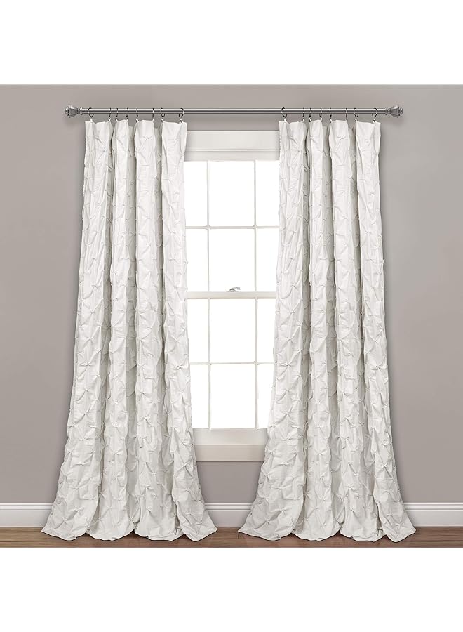 erorex Ravello Pintuck Window Curtain Panel Single 52 Inch W X 84 Inch L White Luxe Pintuck Embellishment Chic Textured Design Traditional Glam And Farmhouse Window Decor - Image 1