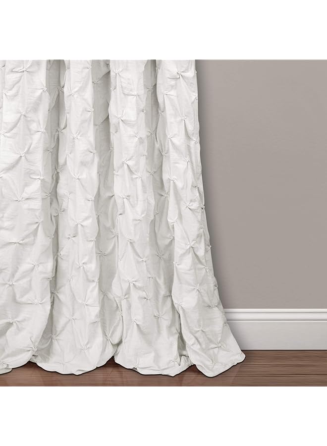 erorex Ravello Pintuck Window Curtain Panel Single 52 Inch W X 84 Inch L White Luxe Pintuck Embellishment Chic Textured Design Traditional Glam And Farmhouse Window Decor - Image 3
