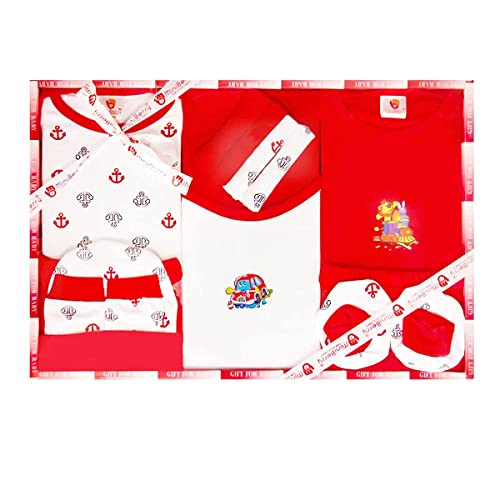 EIO Baby's Cotton Printed New Born Baby Clothing Gift Set -13 Pieces (Red) - Image 1